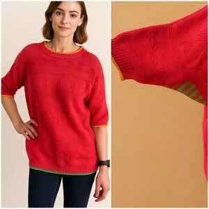 Vintage 80’s United Colors of Benetton Italy Pink Knit Sweater Oversized